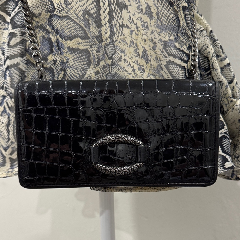 Brighton Black Croc-Embossed Clutch